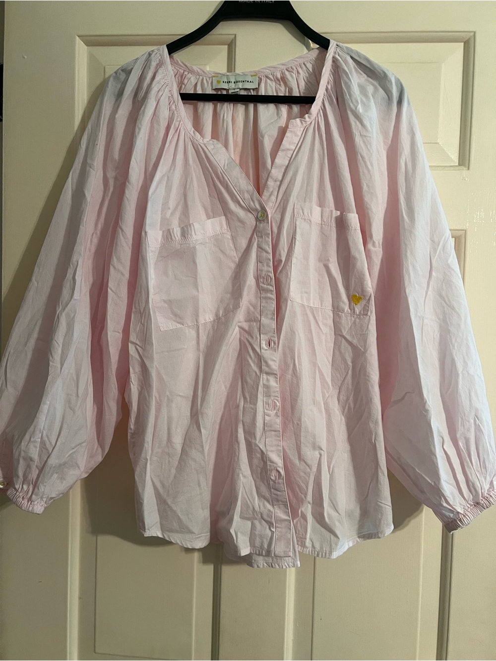 Kerri Rosenthal Elise Blouse Button Front Peasant poplin tuckernuck Anthropologi